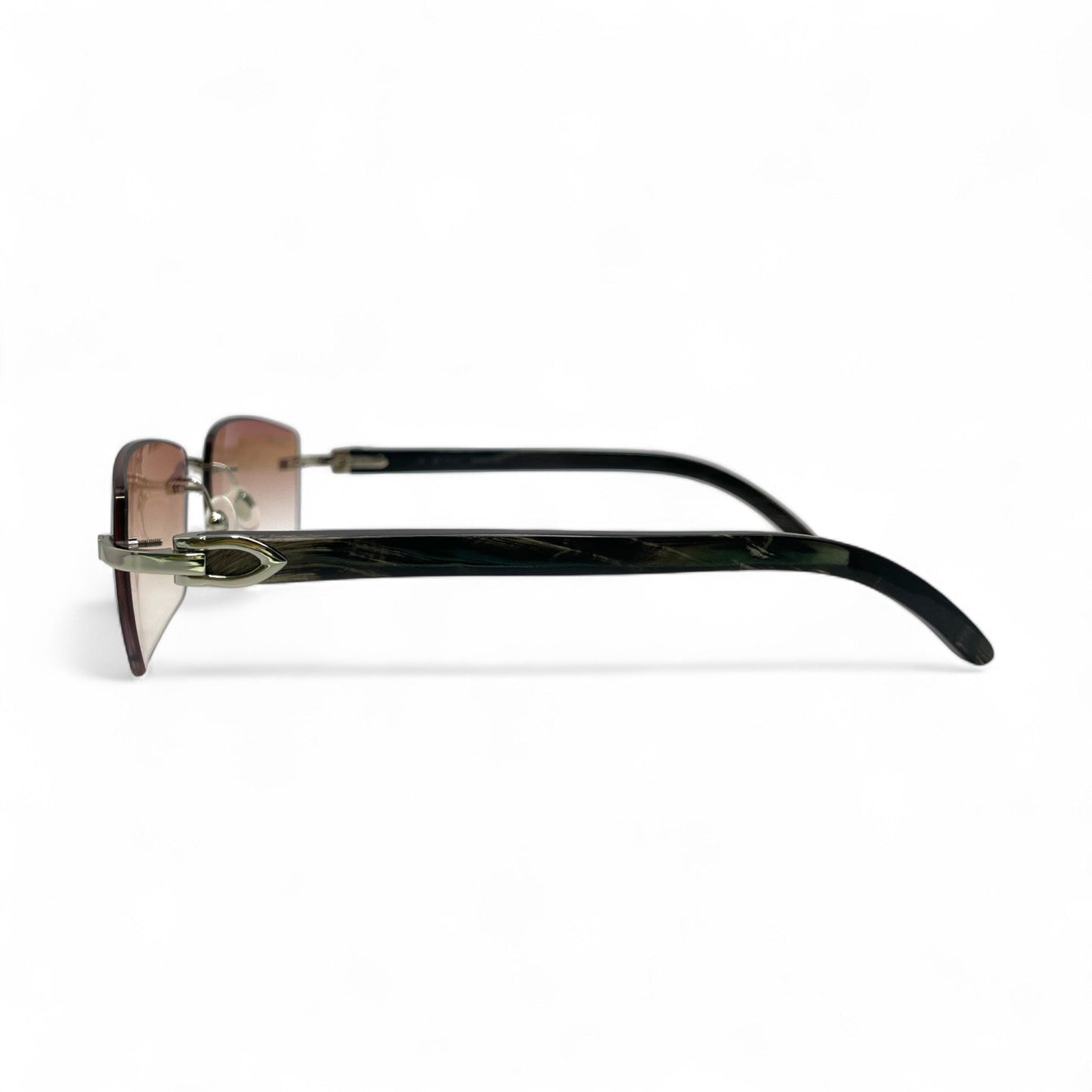 C Decor Buffs - Silver Black Genuine Horn Sunglasses (2010s)