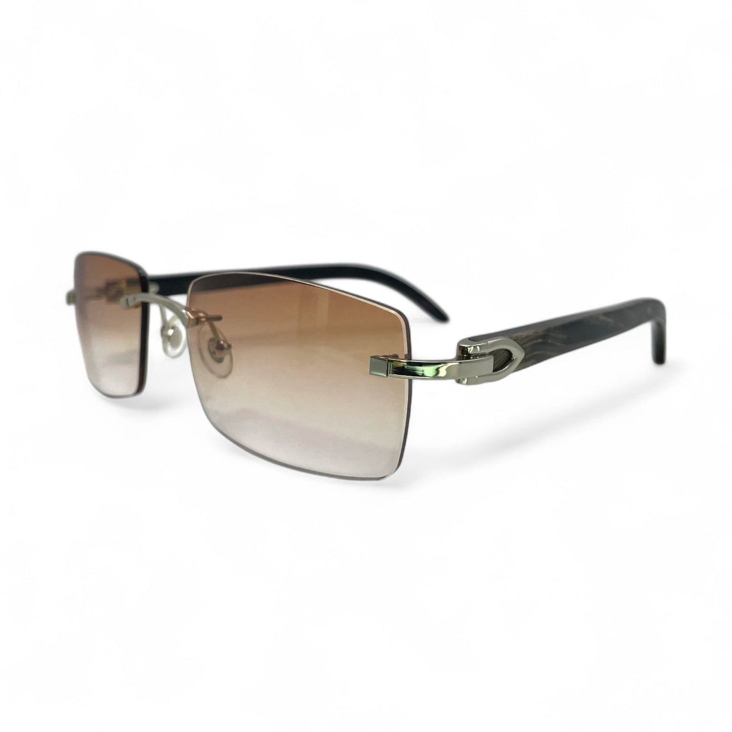 C Decor Buffs - Silver Black Genuine Horn Sunglasses (2010s)