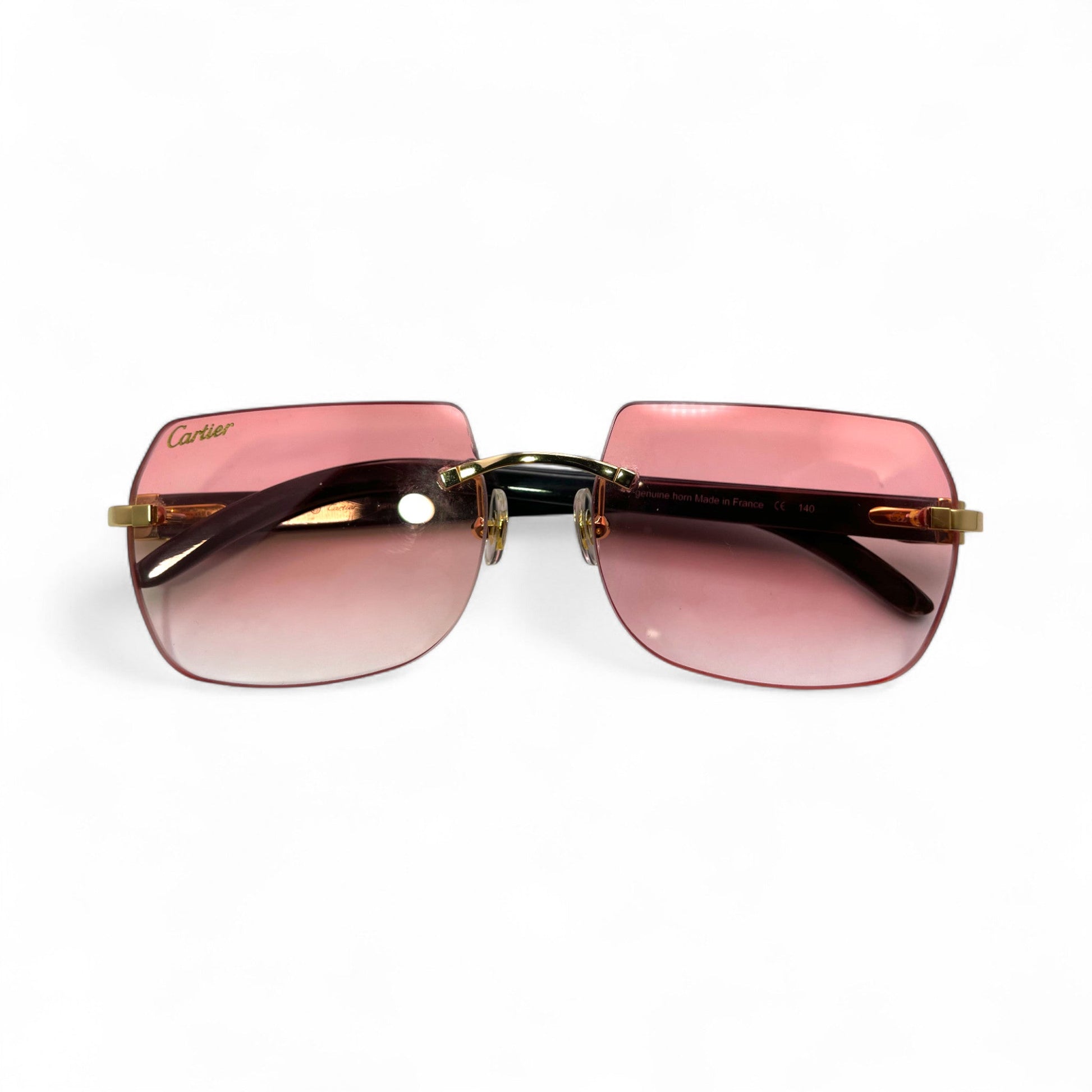 C Decor Buffs - Gold Black Genuine Horn Sunglasses (2010s) - Luxury Optical