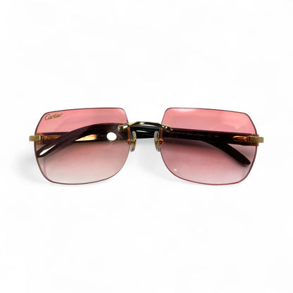 C Decor Buffs - Gold Black Genuine Horn Sunglasses (2010s) - Luxury Optical