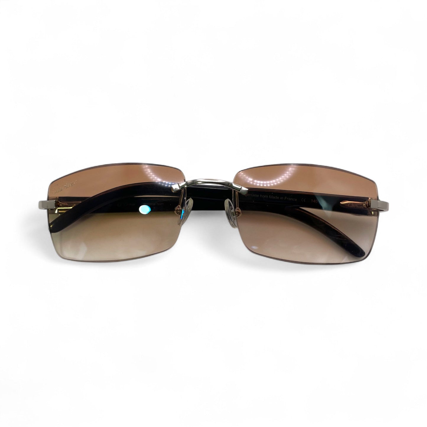 C Decor Buffs - Silver Black Genuine Horn Sunglasses (2010s)