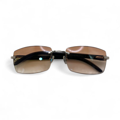 C Decor Buffs - Silver Black Genuine Horn Sunglasses (2010s)