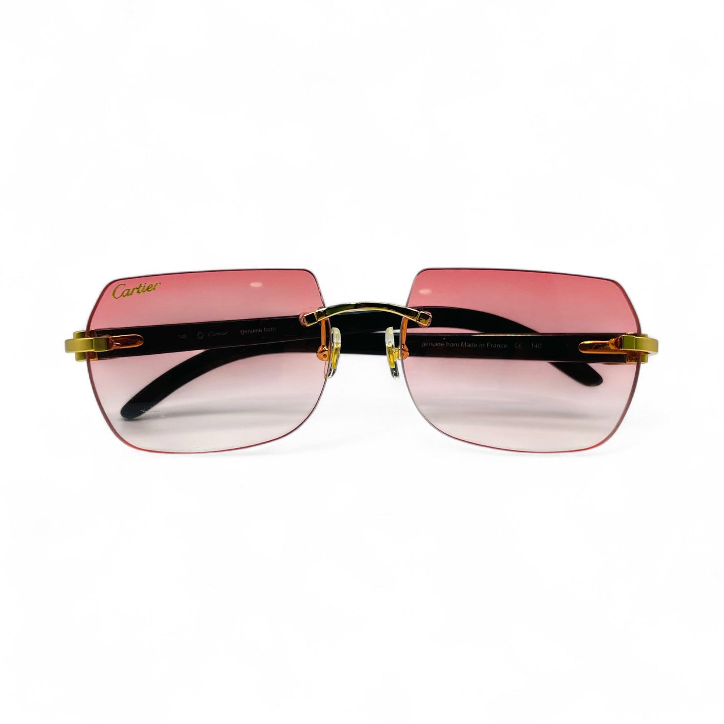 C Decor Buffs - Gold Black Genuine Horn Sunglasses (2010s) - Luxury Optical