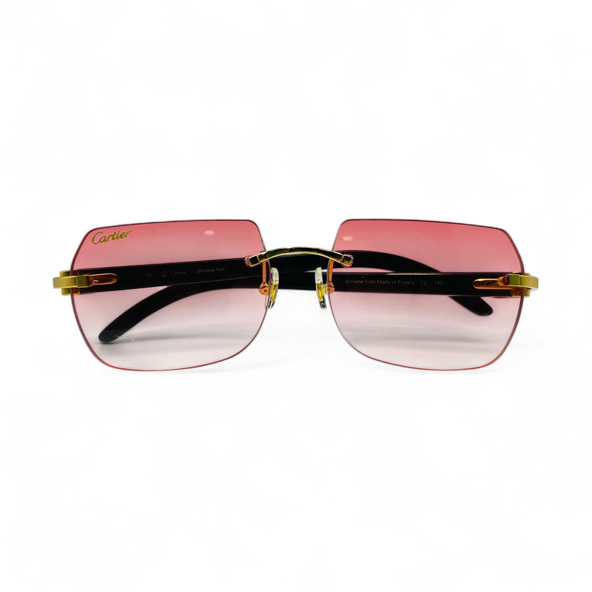 C Decor Buffs - Gold Black Genuine Horn Sunglasses (2010s) - Luxury Optical
