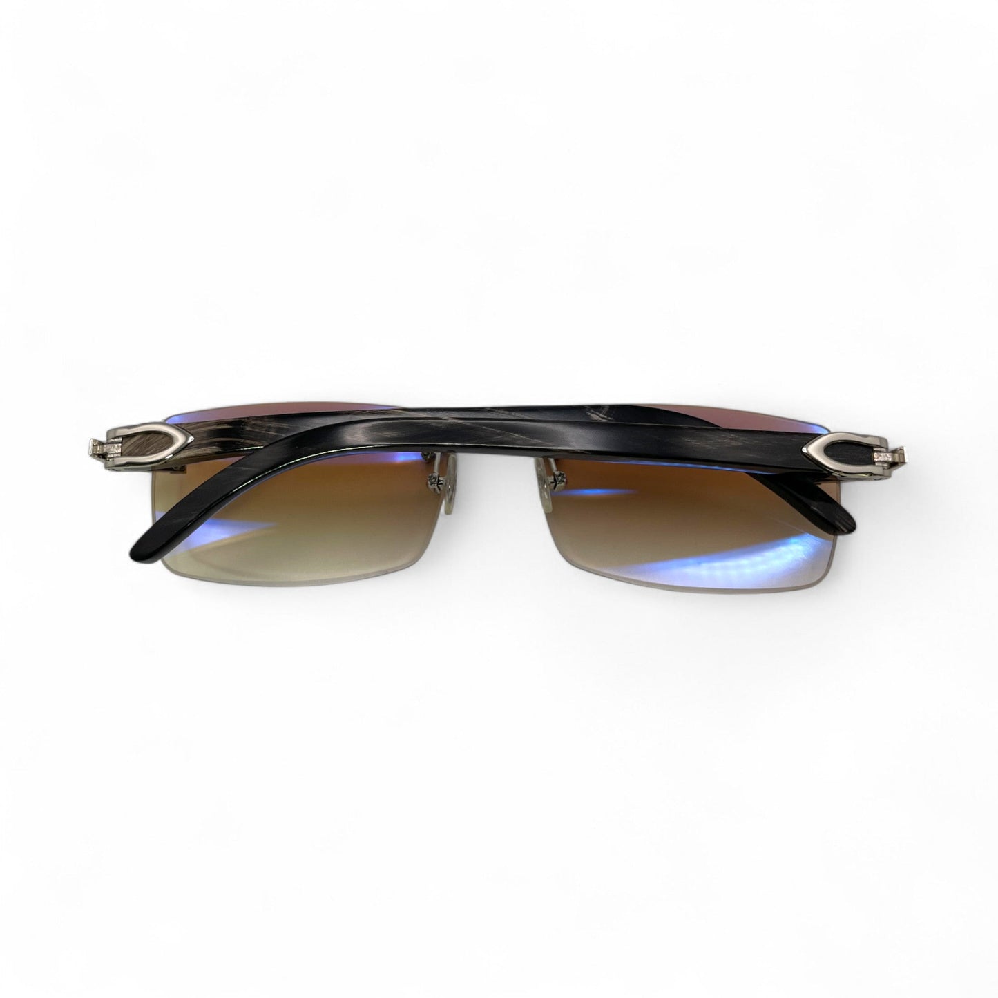 C Decor Buffs - Silver Black Genuine Horn Sunglasses (2010s)