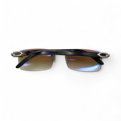 C Decor Buffs - Silver Black Genuine Horn Sunglasses (2010s)