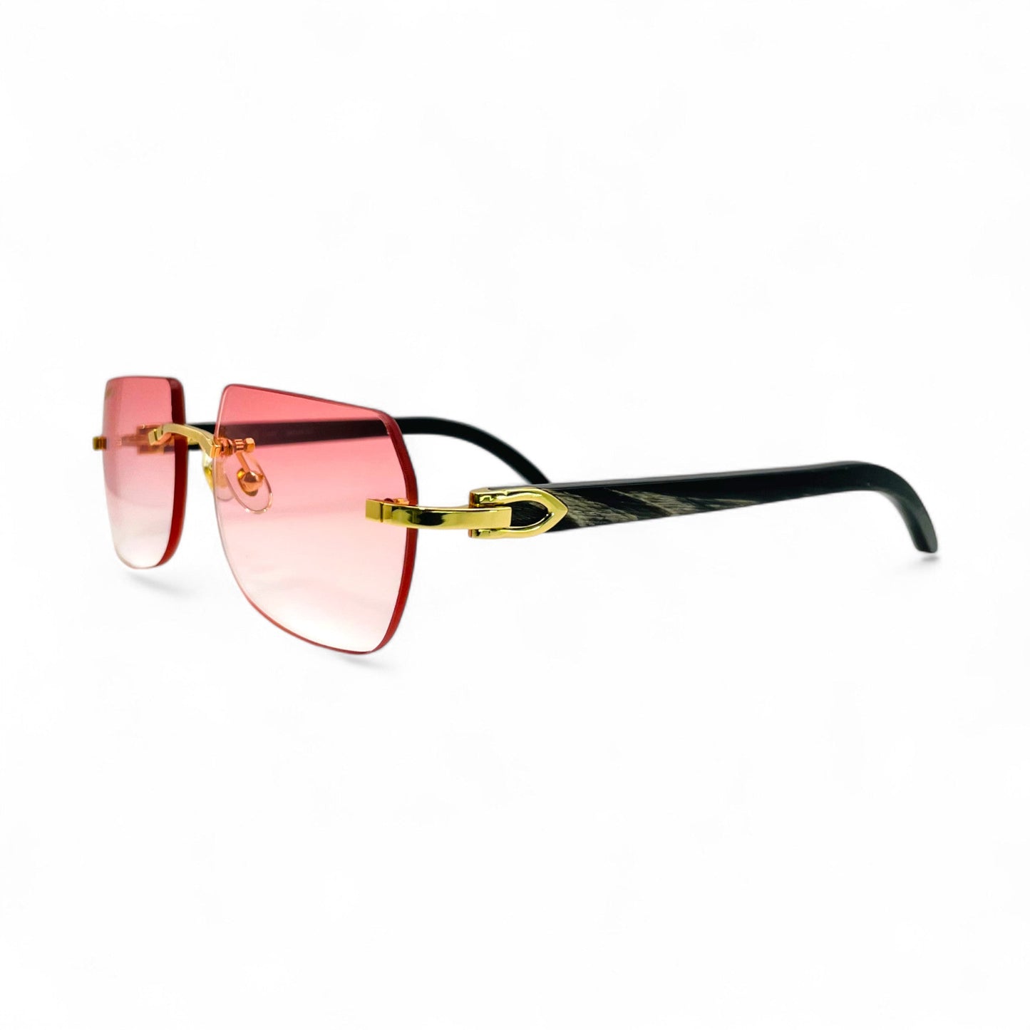 C Decor Buffs - Gold Black Genuine Horn Sunglasses (2010s) - Luxury Optical