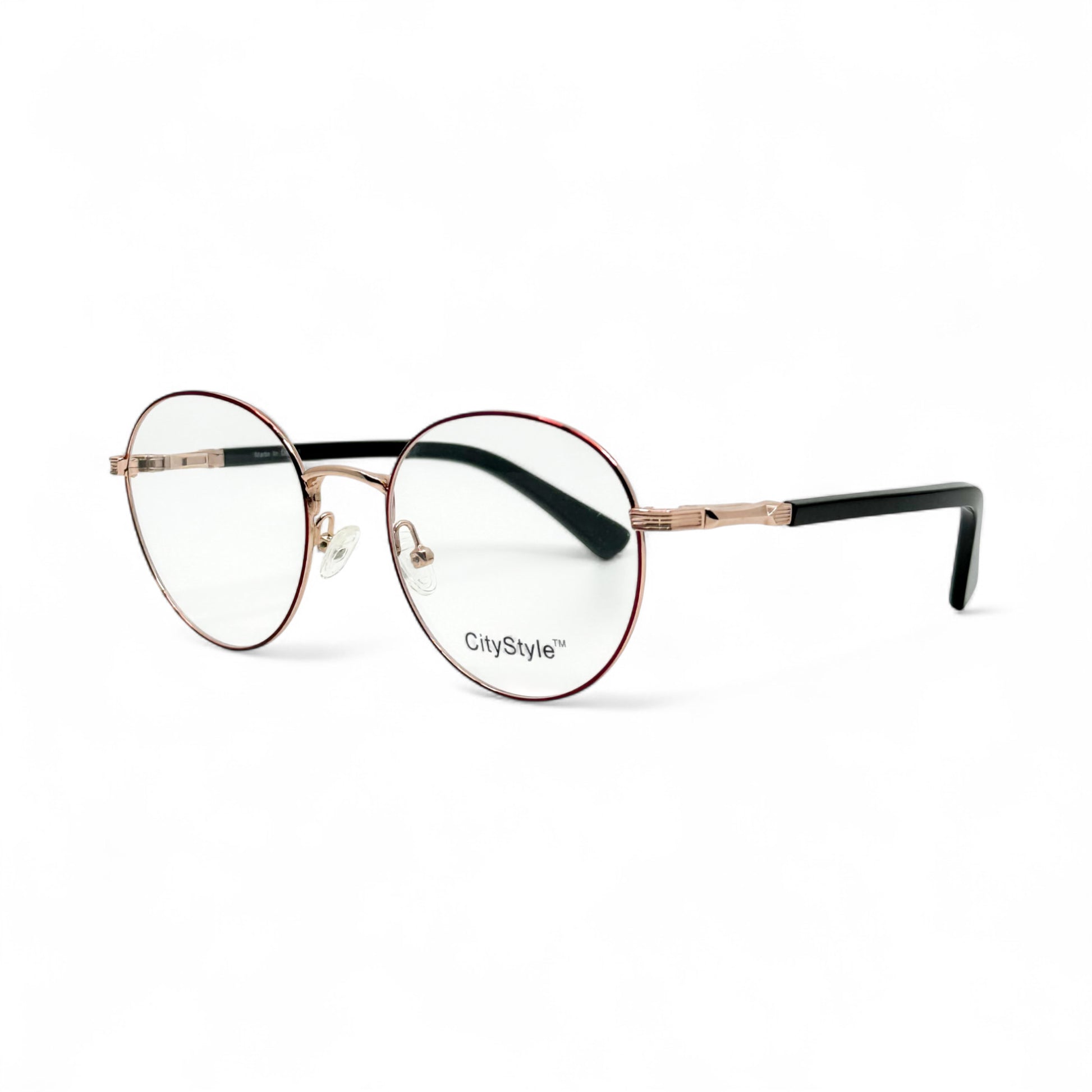 CityStyle_8022_rose_gold_red_round_eyeglasses
