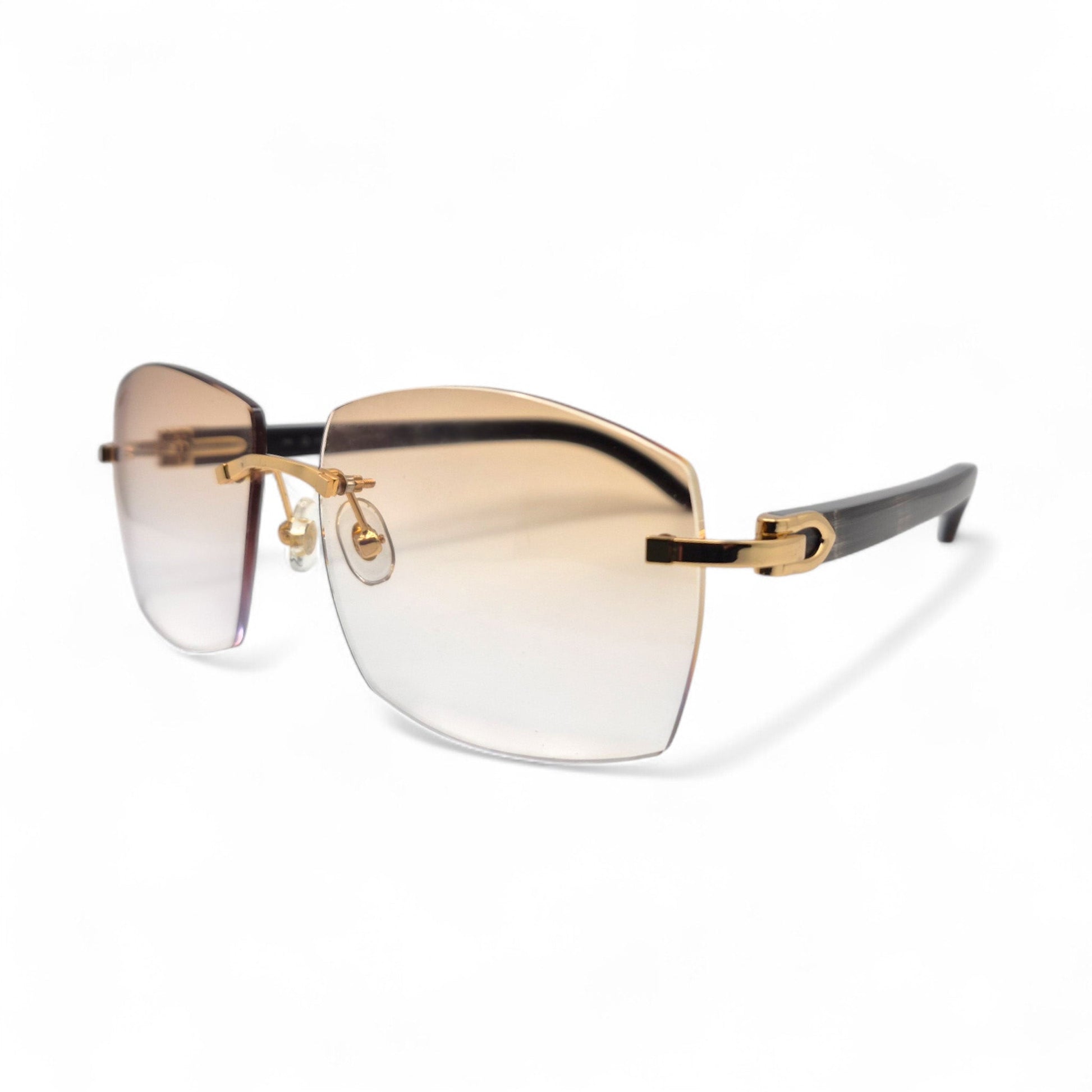 C Decor Buffs - Gold Black Genuine Horn Sunglasses (2010s) - Luxury Optical