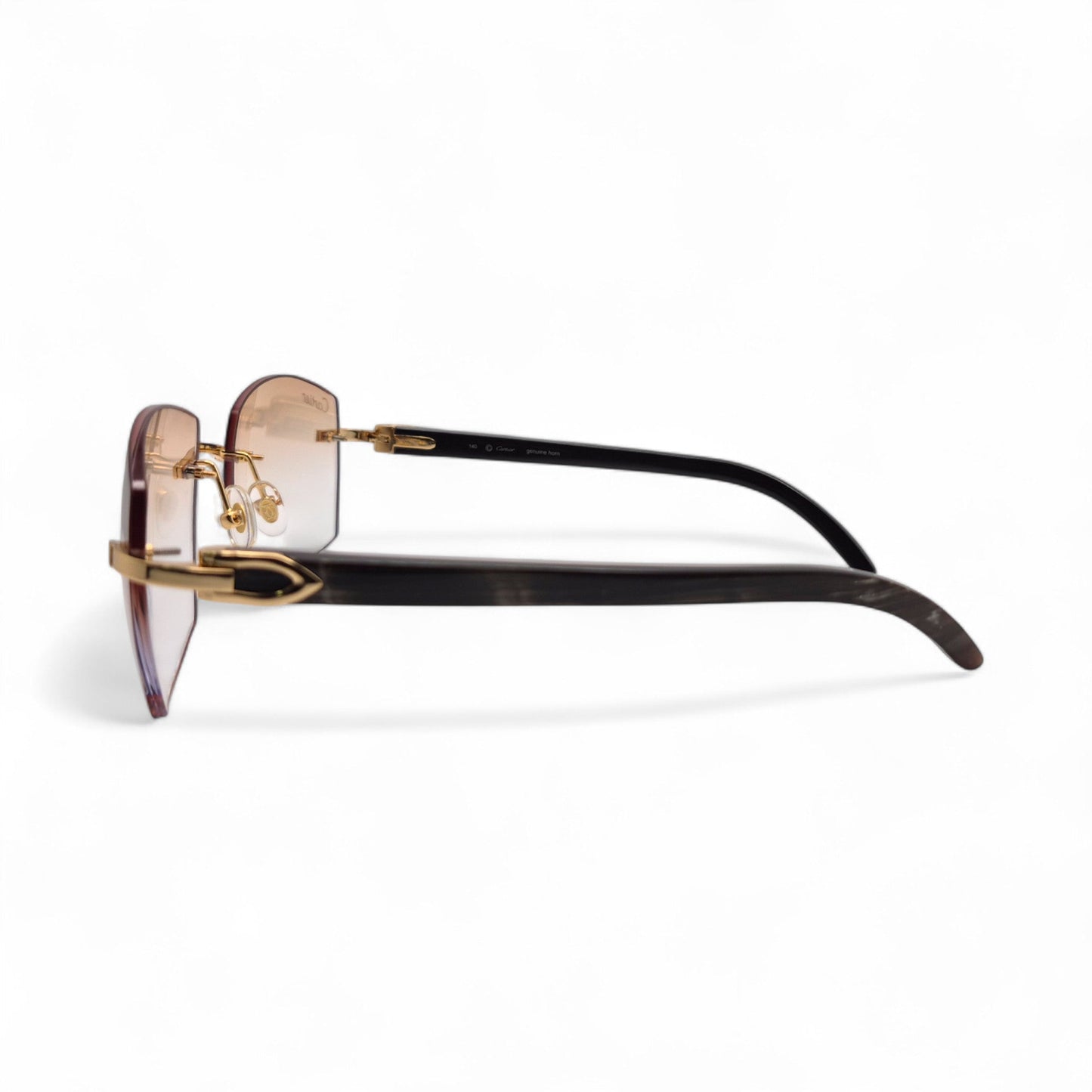 C Decor Buffs - Gold Black Genuine Horn Sunglasses (2010s) - Luxury Optical
