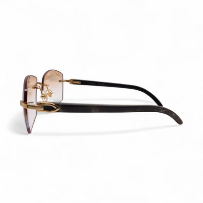 C Decor Buffs - Gold Black Genuine Horn Sunglasses (2010s) - Luxury Optical