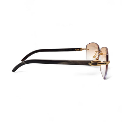 C Decor Buffs - Gold Black Genuine Horn Sunglasses (2010s) - Luxury Optical