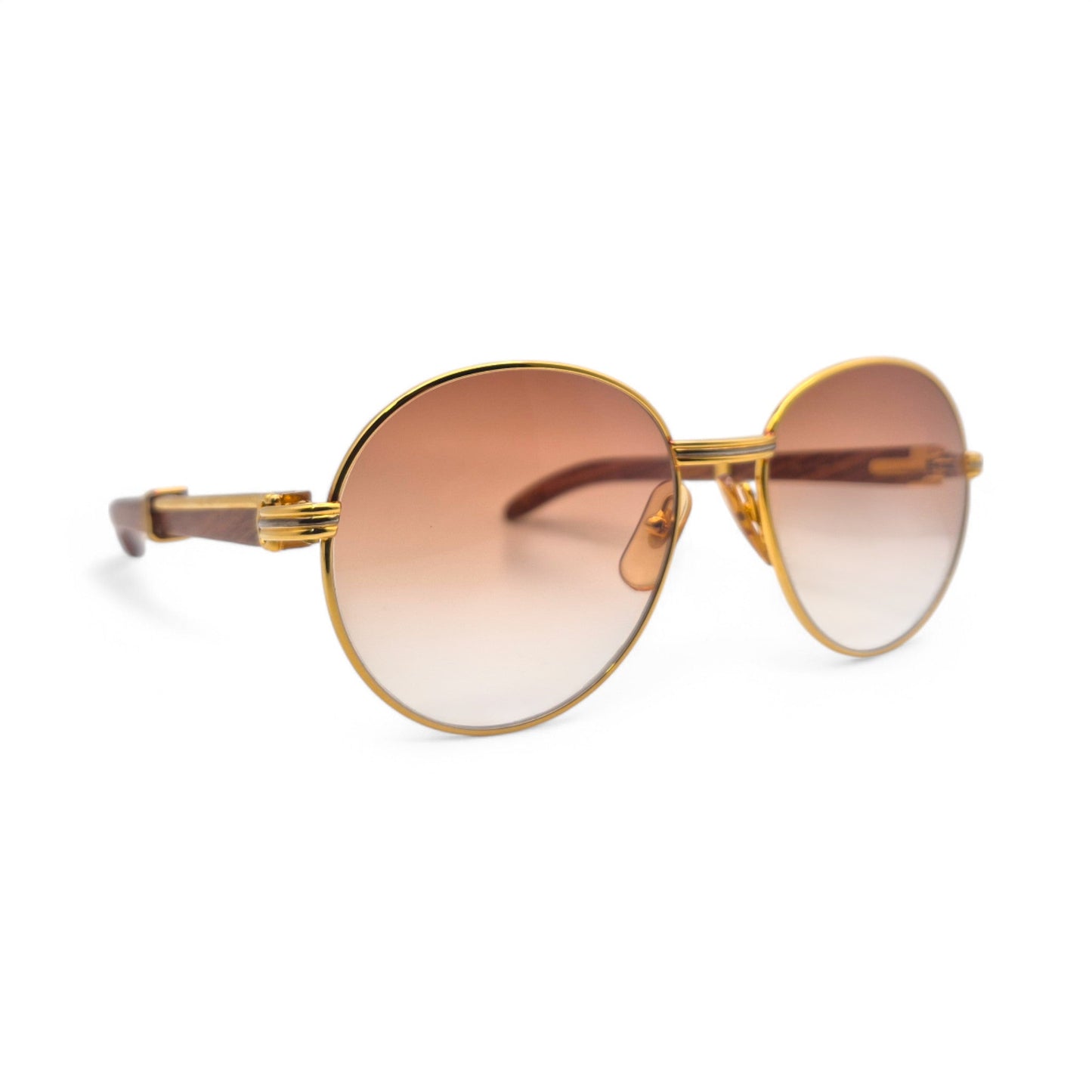 Authentic Cartier Bagatelle - 55-18 Vintage Gold Woods Sunglasses  w/ Brown Lenses (90s)