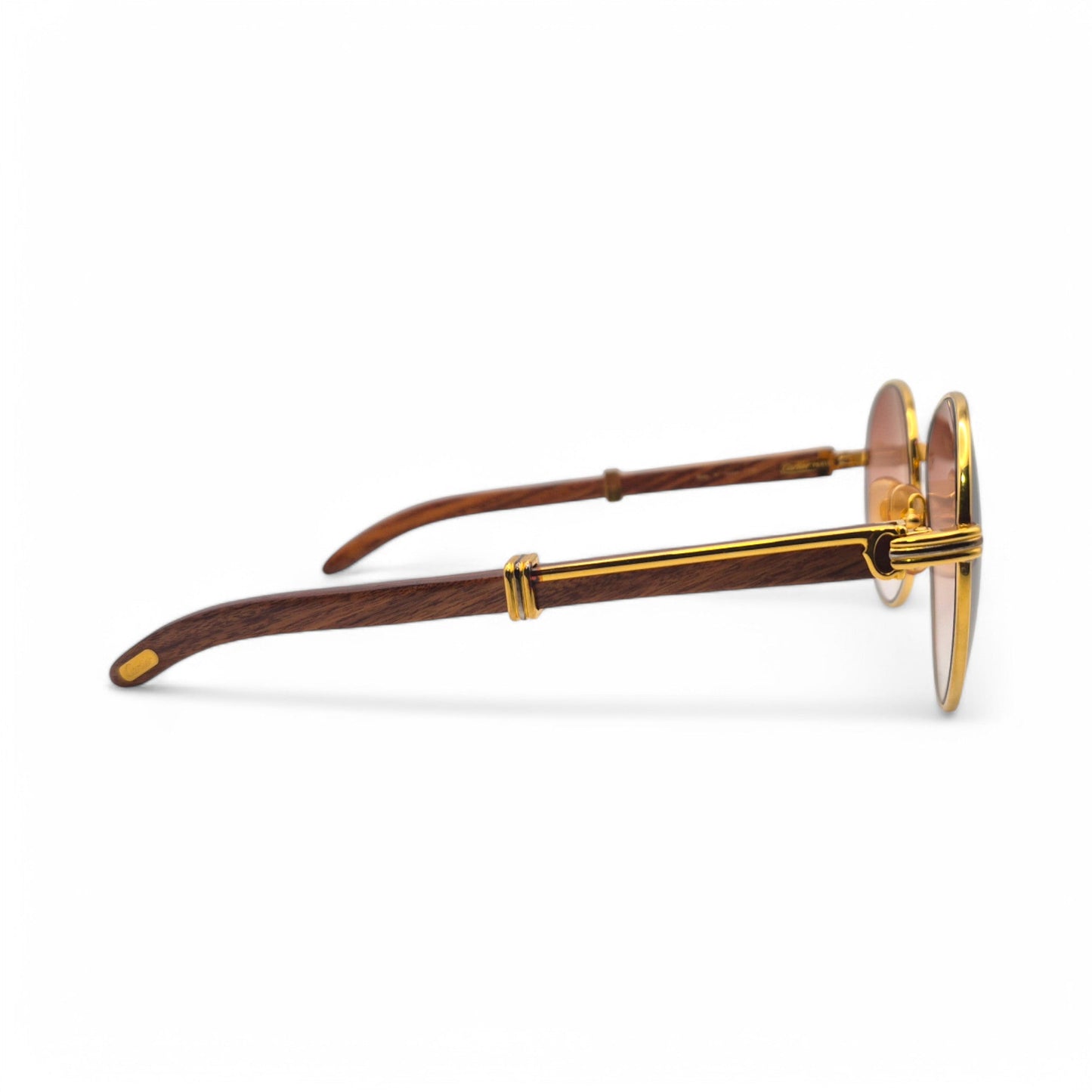 Authentic Cartier Bagatelle - 55-18 Vintage Gold Woods Sunglasses  w/ Brown Lenses (90s)