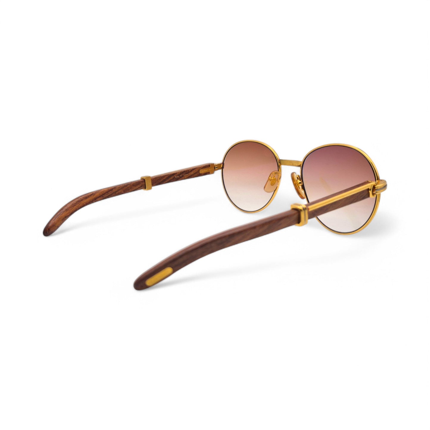 Authentic Cartier Bagatelle - 55-18 Vintage Gold Woods Sunglasses  w/ Brown Lenses (90s)