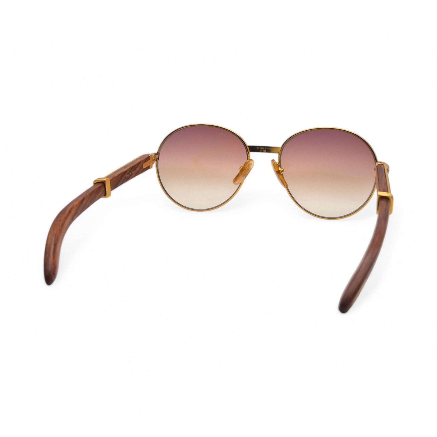 Authentic Cartier Bagatelle - 55-18 Vintage Gold Woods Sunglasses  w/ Brown Lenses (90s)