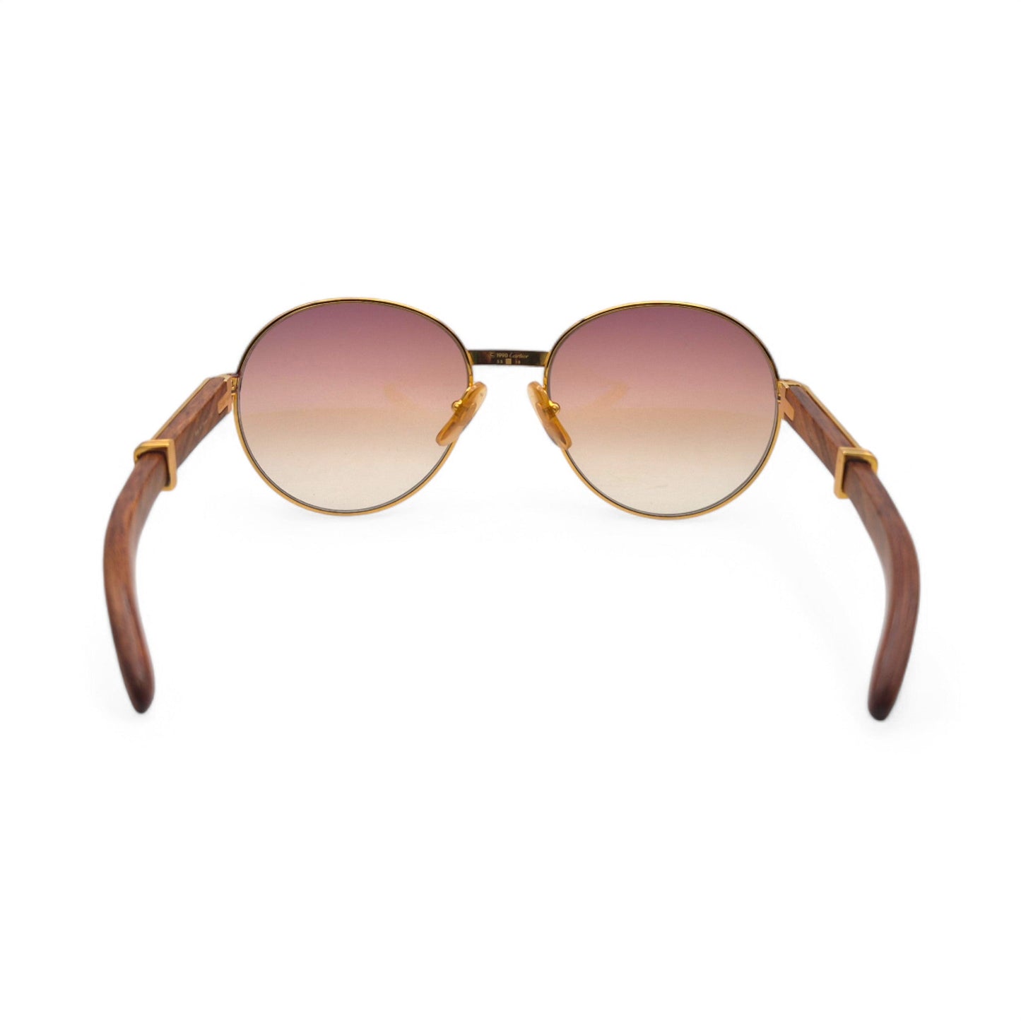 Authentic Cartier Bagatelle - 55-18 Vintage Gold Woods Sunglasses  w/ Brown Lenses (90s)