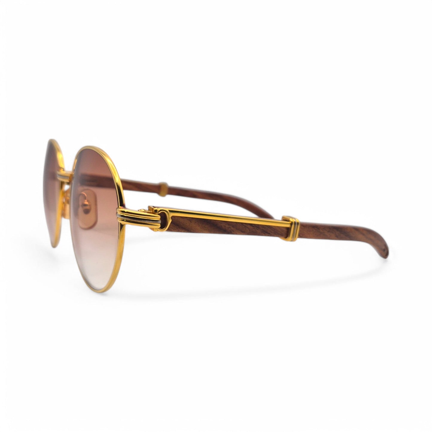 Authentic Cartier Bagatelle - 55-18 Vintage Gold Woods Sunglasses  w/ Brown Lenses (90s)