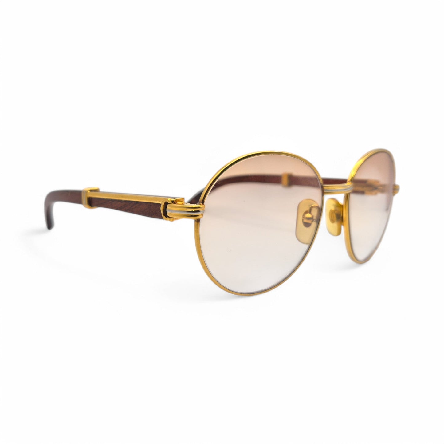 Authentic Cartier Bagatelle - 55-18 Vintage Gold Woods Sunglasses  w/ Brown Lenses (90s)