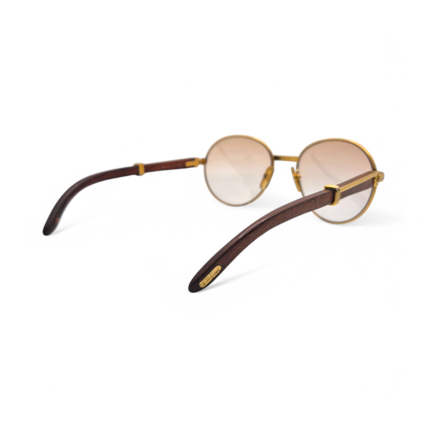 Authentic Cartier Bagatelle - 55-18 Vintage Gold Woods Sunglasses  w/ Brown Lenses (90s)