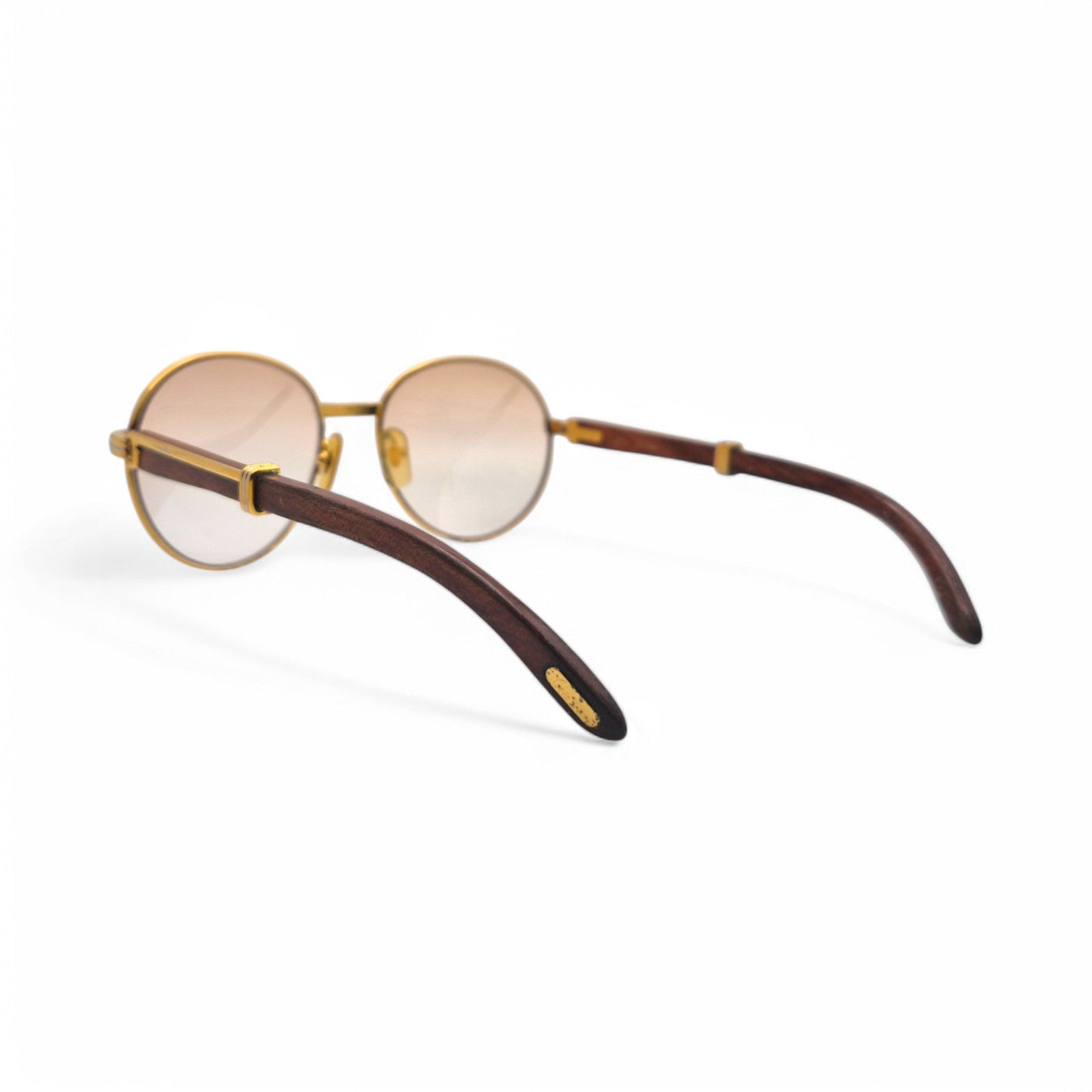 Authentic Cartier Bagatelle - 55-18 Vintage Gold Woods Sunglasses  w/ Brown Lenses (90s)