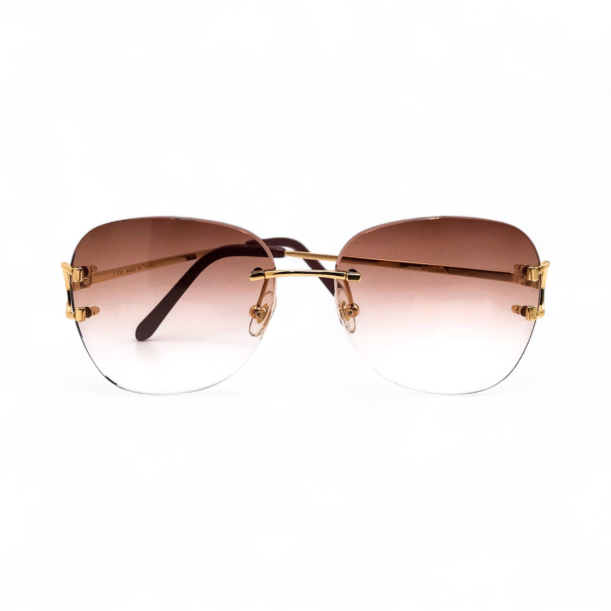 Big C Decor - Gold Wires Sunglasses w/ Hennessy Brown Lenses (2000s) - Luxury Optical