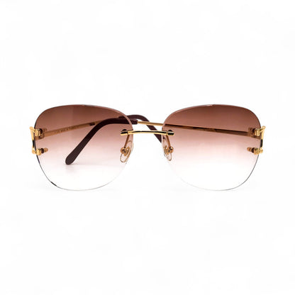Big C Decor - Gold Wires Sunglasses w/ Hennessy Brown Lenses (2000s) - Luxury Optical