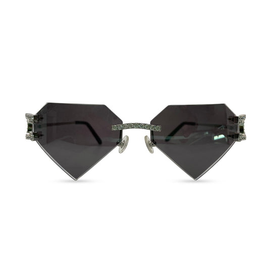 Big C Decor (Iced) - Silver Wires Sunglasses w/ Superman Transitions Lenses - 3pc Diamonds Prong Set (2010s) - Luxury Optical
