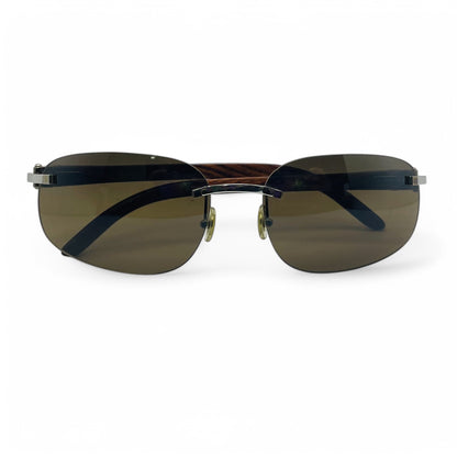 CT0046S Authentic Cartier C Decor - 56-18 White Horns & Bubinga Woods Sunglasses w/ Dark Brown Lenses (2010s)
