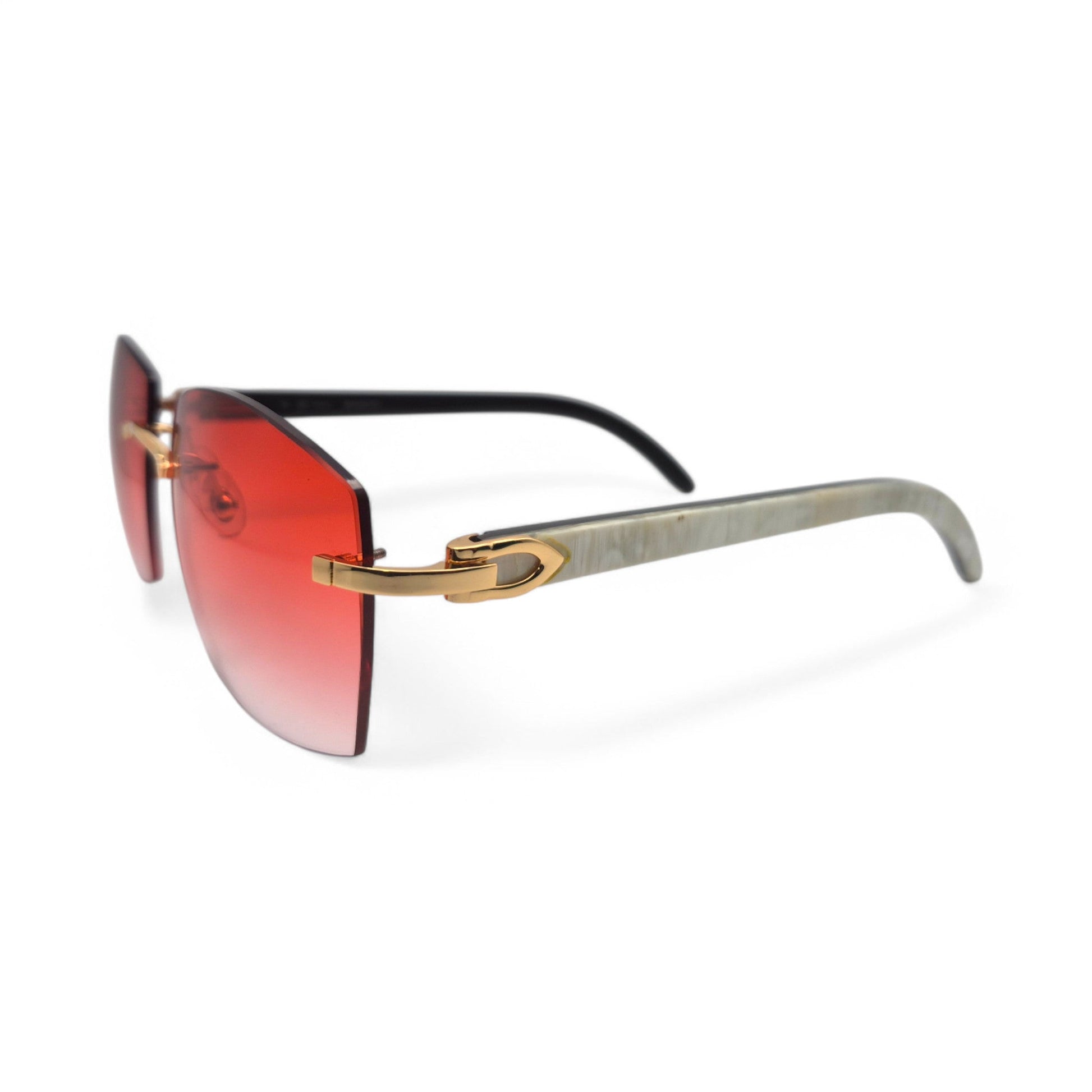 C Decor Buffs - Gold White Genuine Horn Sunglasses (2010s) - Luxury Optical