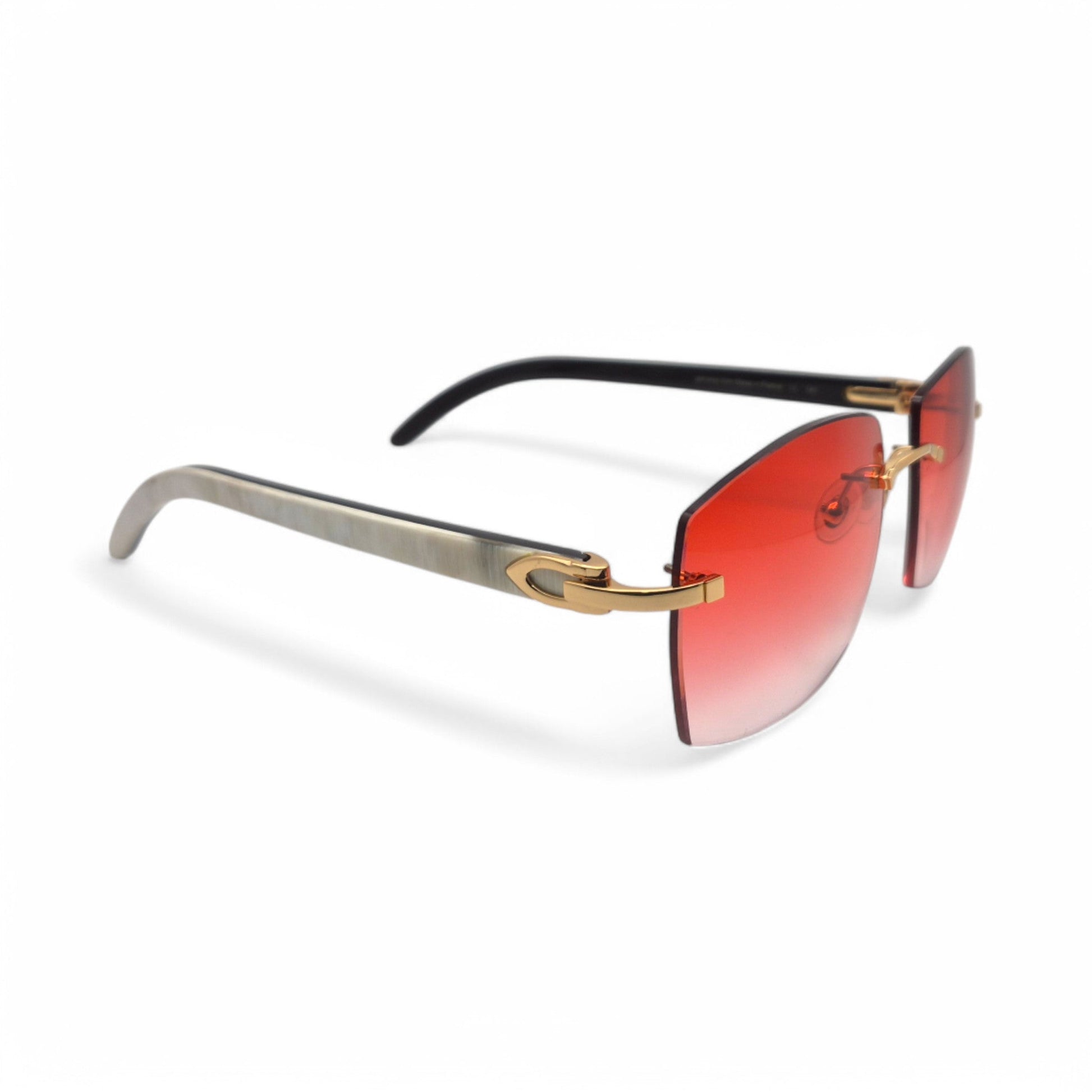 C Decor Buffs - Gold White Genuine Horn Sunglasses (2010s) - Luxury Optical