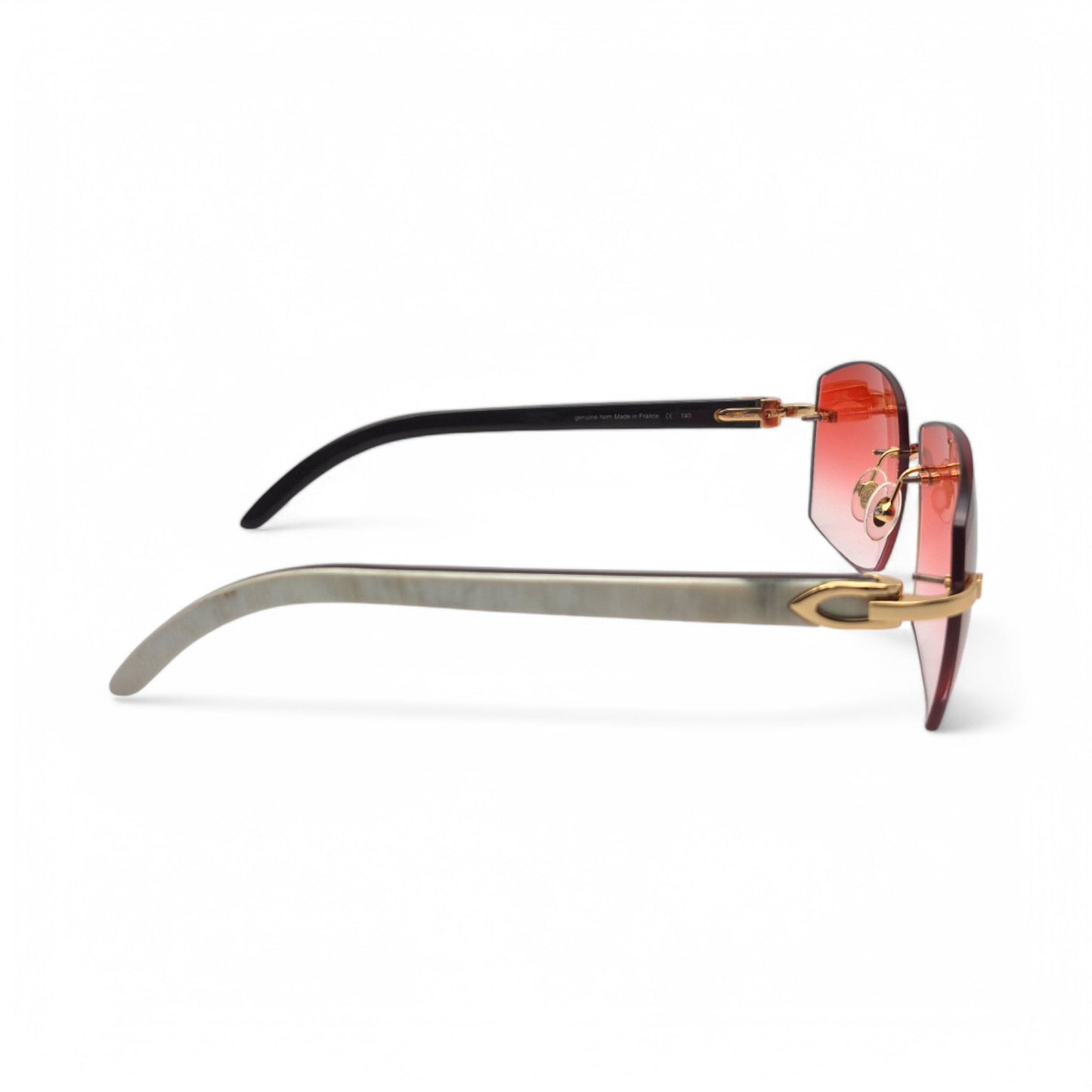 C Decor Buffs - Gold White Genuine Horn Sunglasses (2010s) - Luxury Optical