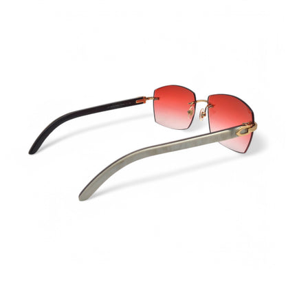 C Decor Buffs - Gold White Genuine Horn Sunglasses (2010s) - Luxury Optical