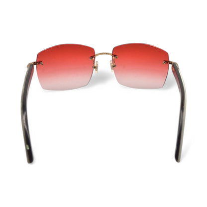 C Decor Buffs - Gold White Genuine Horn Sunglasses (2010s) - Luxury Optical