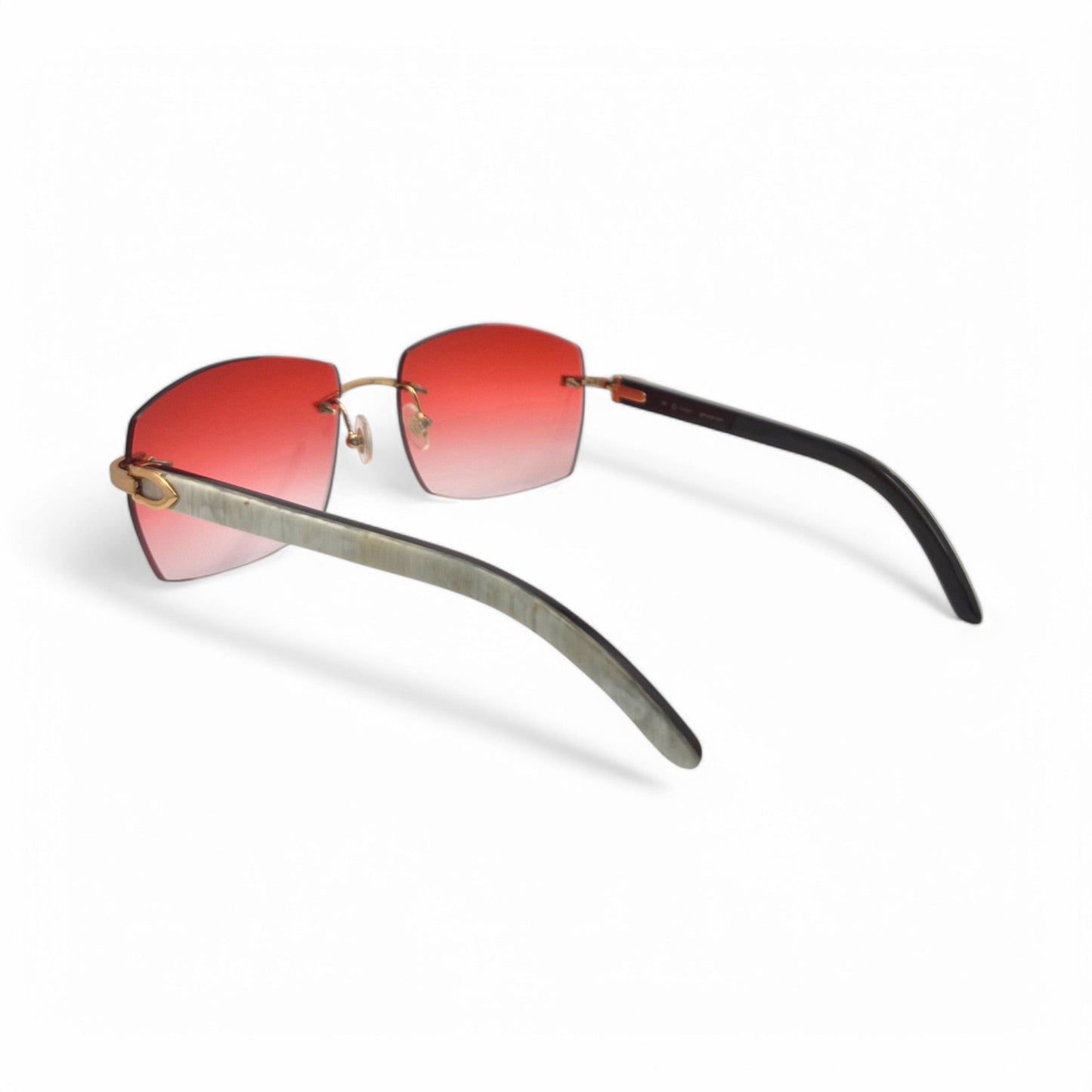 C Decor Buffs - Gold White Genuine Horn Sunglasses (2010s) - Luxury Optical