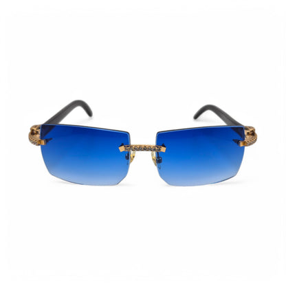 C Decor - Gold White Buffs w/ Cobalt Blue Lenses & Diamonds Prong Set