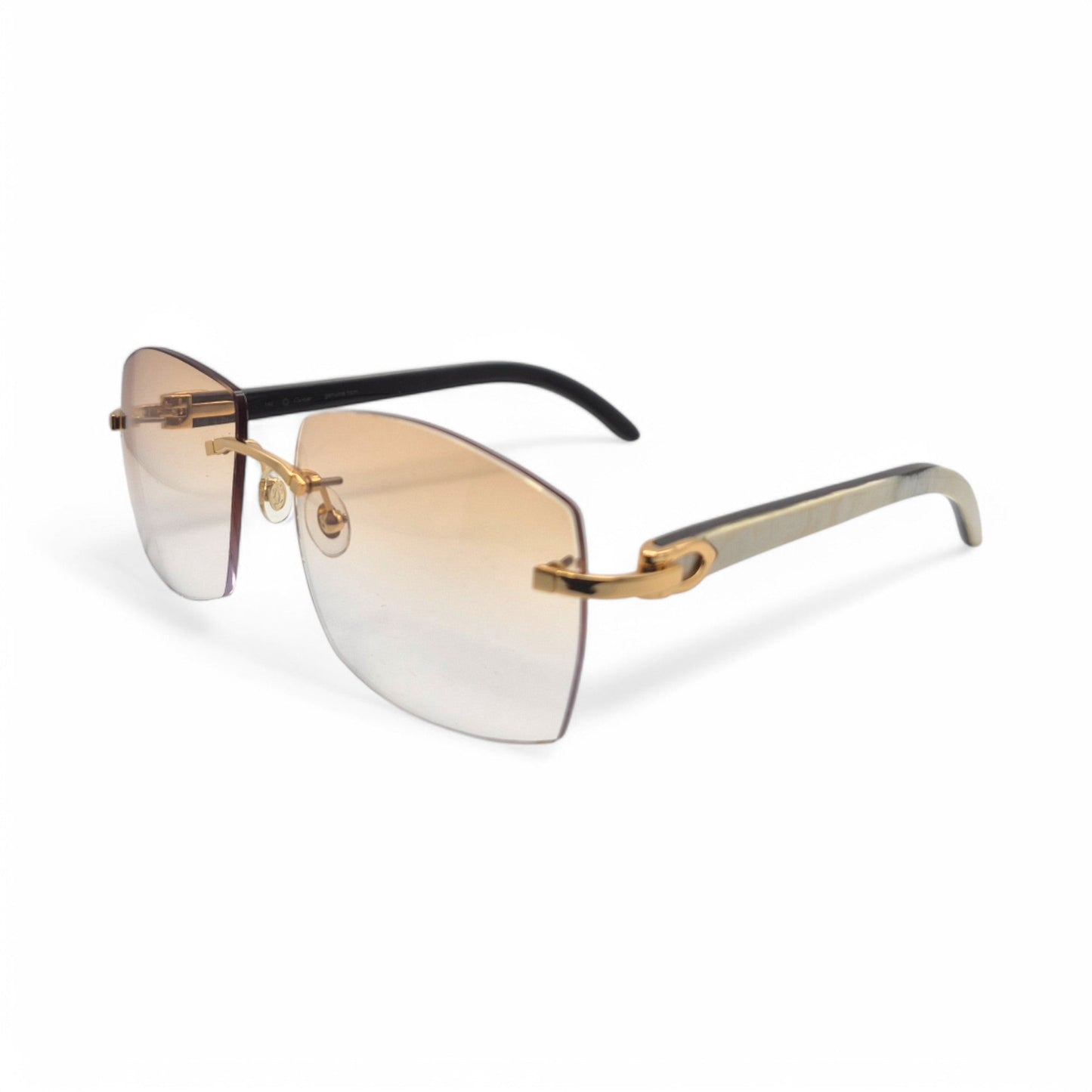 C Decor Buffs - Gold White Genuine Horn Sunglasses (2010s) - Luxury Optical