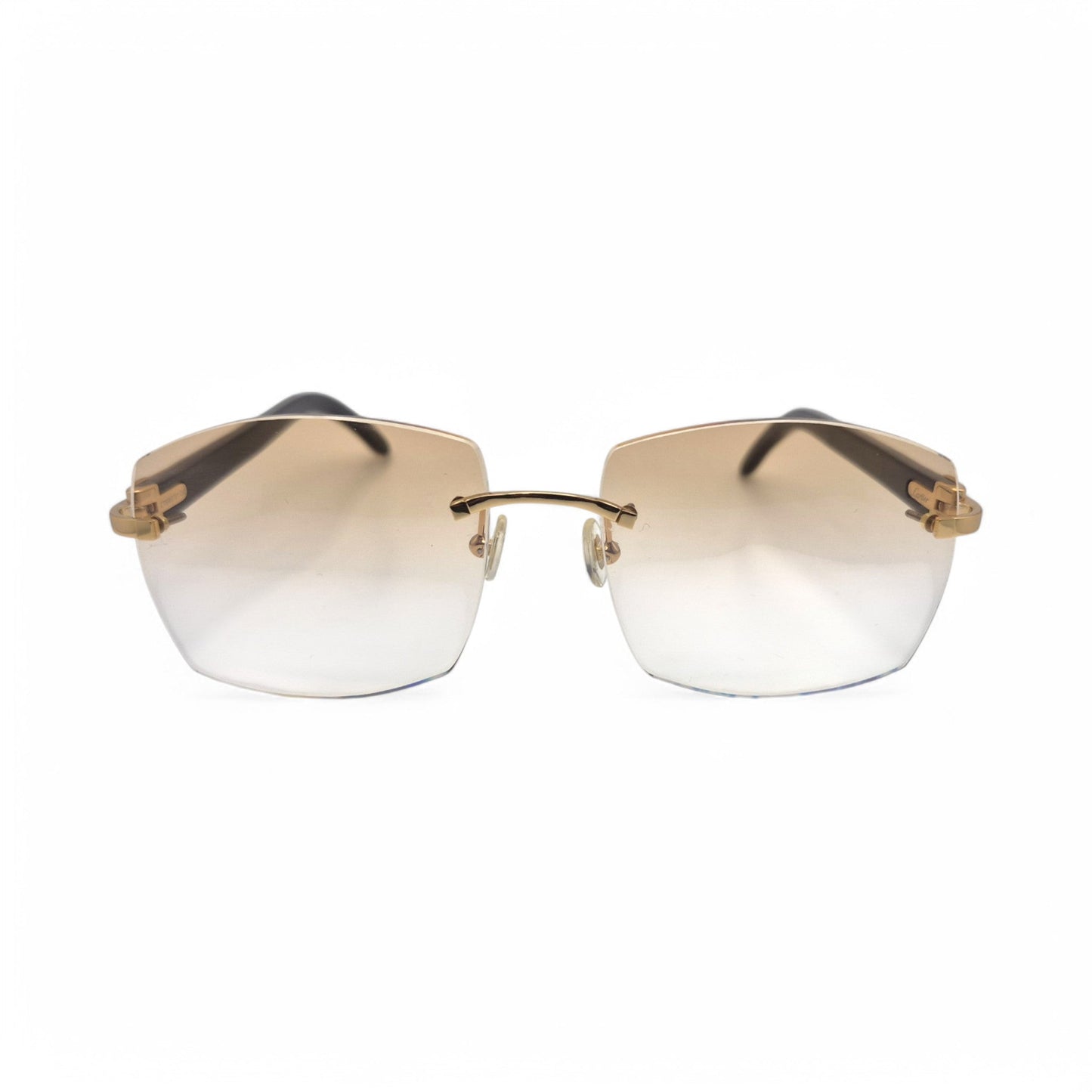 C Decor Buffs - Gold White Genuine Horn Sunglasses (2010s) - Luxury Optical