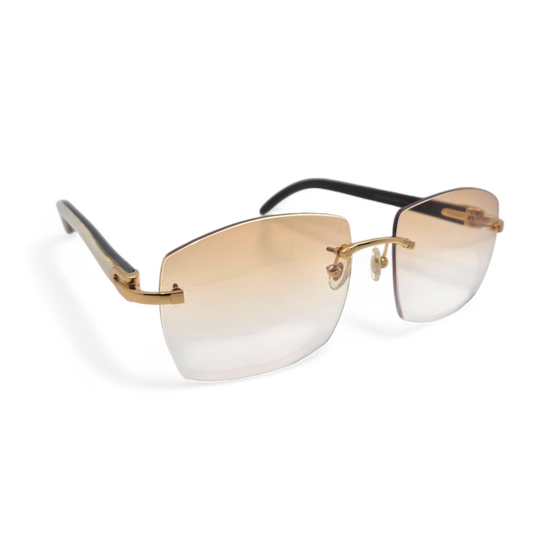 C Decor Buffs - Gold White Genuine Horn Sunglasses (2010s) - Luxury Optical