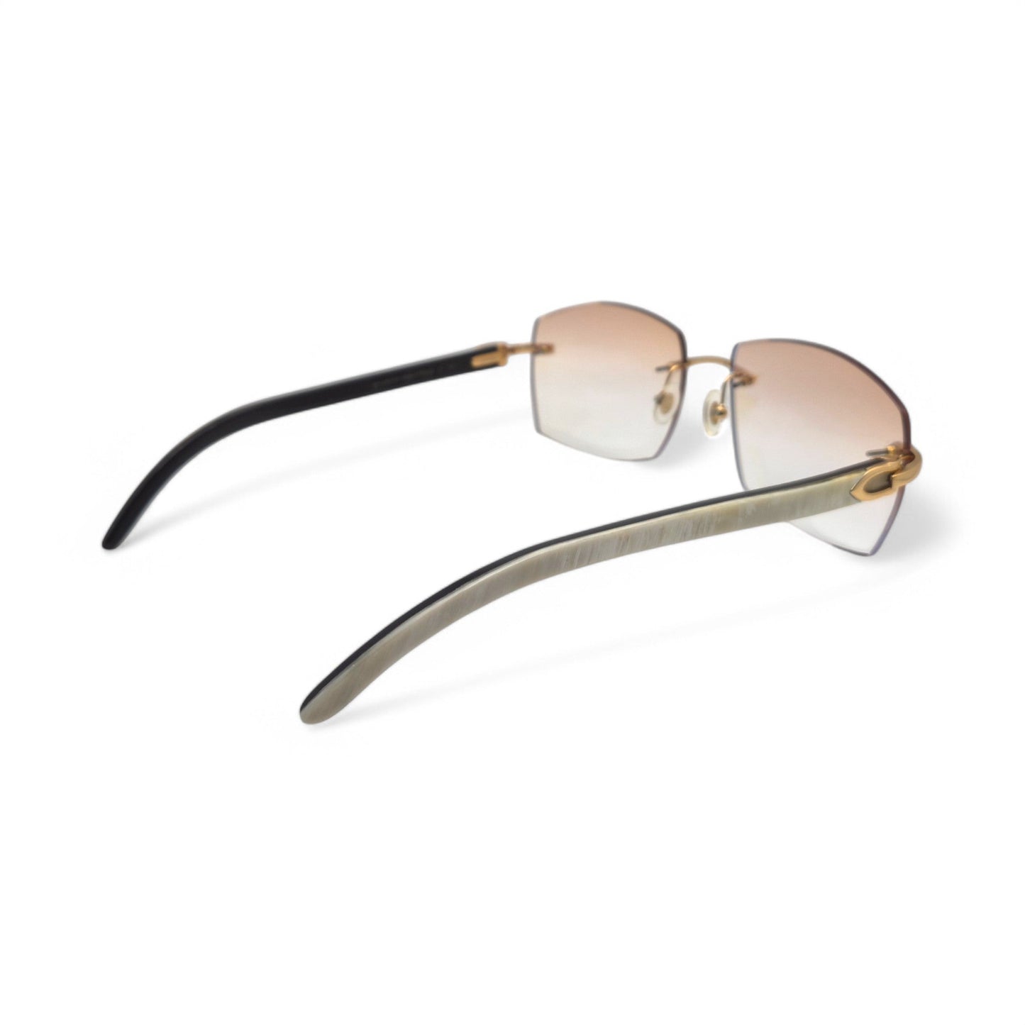 C Decor Buffs - Gold White Genuine Horn Sunglasses (2010s) - Luxury Optical