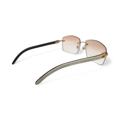 C Decor Buffs - Gold White Genuine Horn Sunglasses (2010s) - Luxury Optical