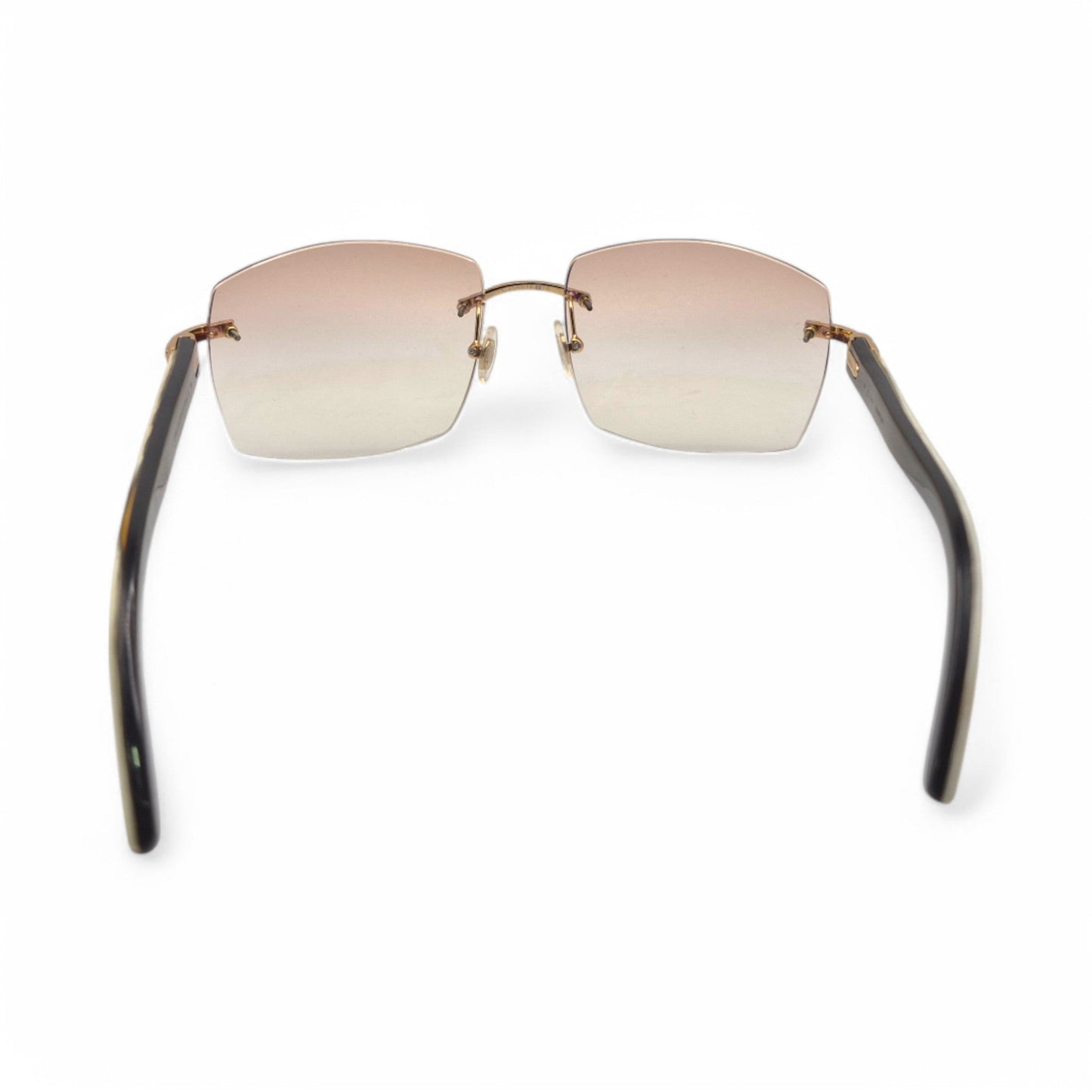 C Decor Buffs - Gold White Genuine Horn Sunglasses (2010s) - Luxury Optical