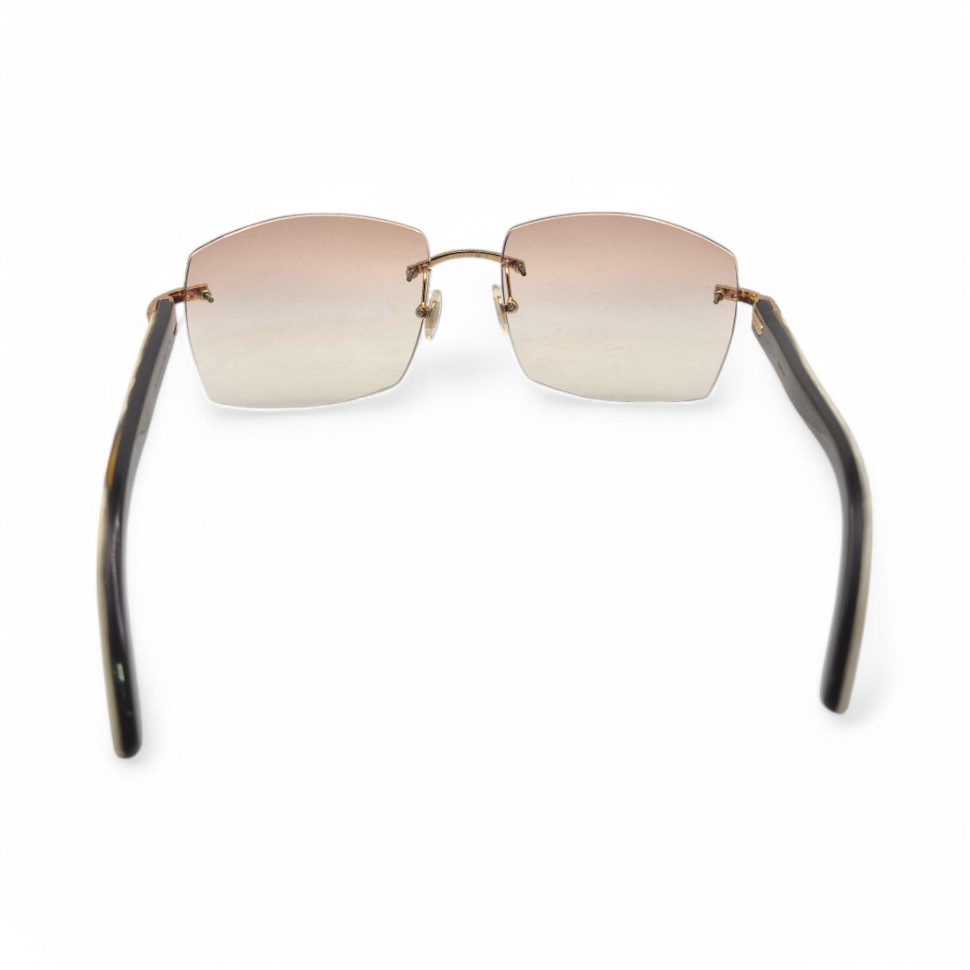 C Decor Buffs - Gold White Genuine Horn Sunglasses (2010s) - Luxury Optical