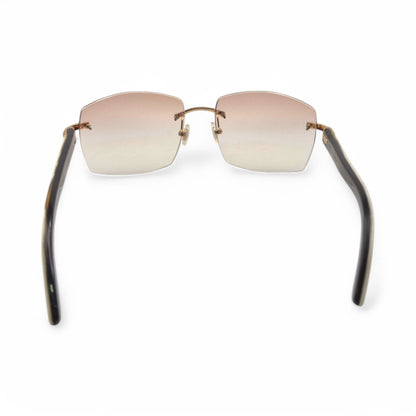 C Decor Buffs - Gold White Genuine Horn Sunglasses (2010s) - Luxury Optical