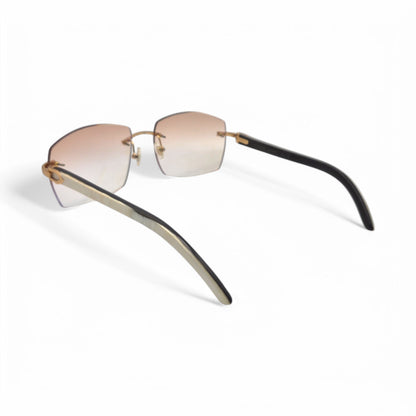 C Decor Buffs - Gold White Genuine Horn Sunglasses (2010s) - Luxury Optical