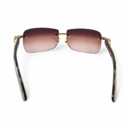 CT0046S C Decor Buffs (Iced - Moissanite) - Gold Genuine White Horn Sunglasses w/ Moissanite Diamonds Prong Set (2010s)