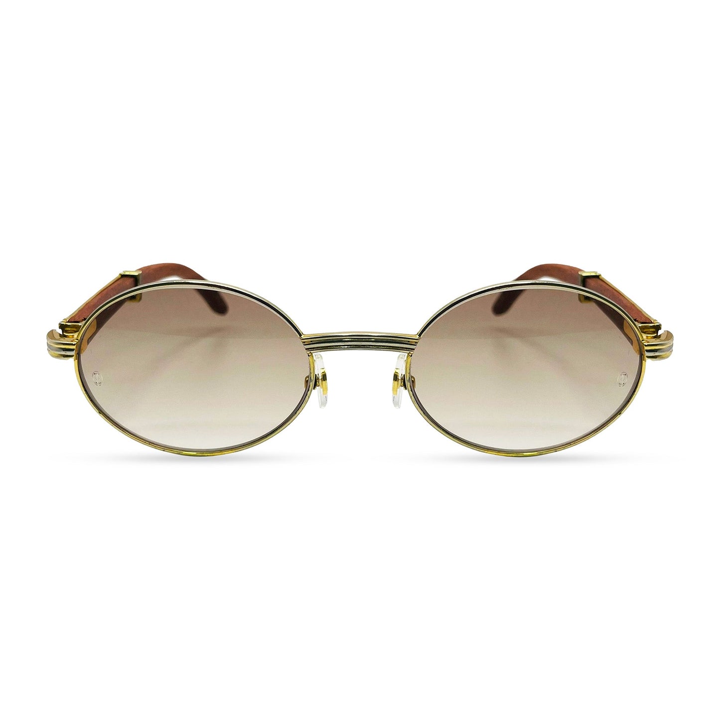 Giverny - 53-22 Gold Woods Sunglasses w/ Light Brown Lenses (90s) - Luxury Optical