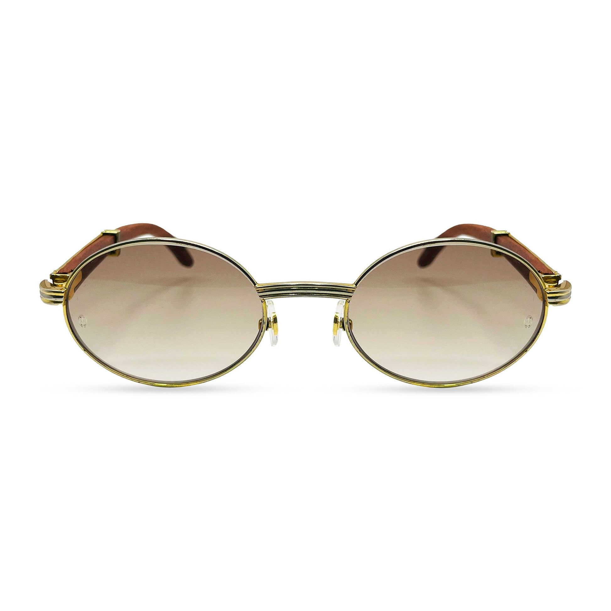 Giverny - 53-22 Gold Woods Sunglasses w/ Light Brown Lenses (90s) - Luxury Optical