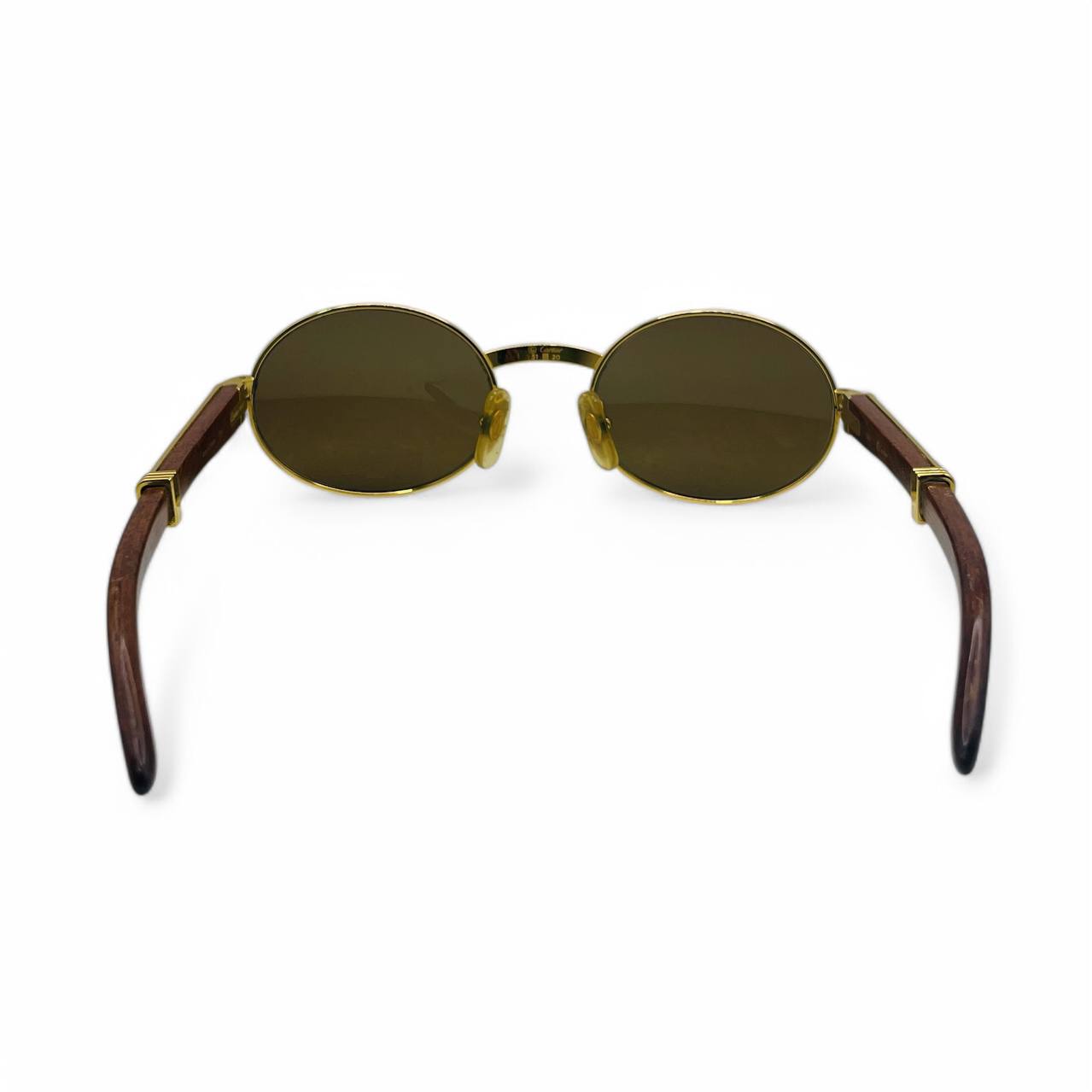 Authentic Cartier Giverny - 53-22 Gold Woods Sunglasses w/ Brown Oval Lenses (90s)