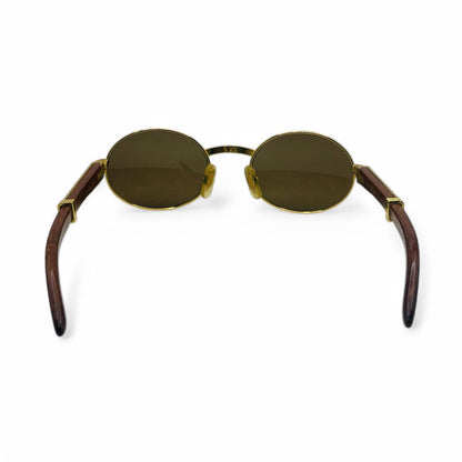 Authentic Cartier Giverny - 53-22 Gold Woods Sunglasses w/ Brown Oval Lenses (90s)